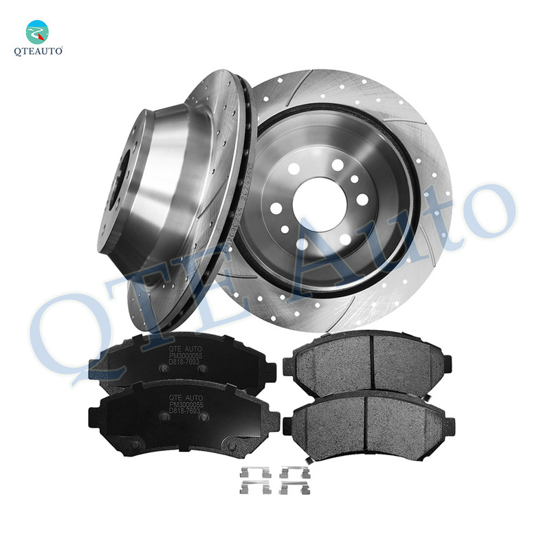 Set of 6 Front 303mm Drilled Slotted Brake Disc Rotors-7693-D818 Ceramic Brake Pad Kit For 2000-2003 2005 Buick Lesabre