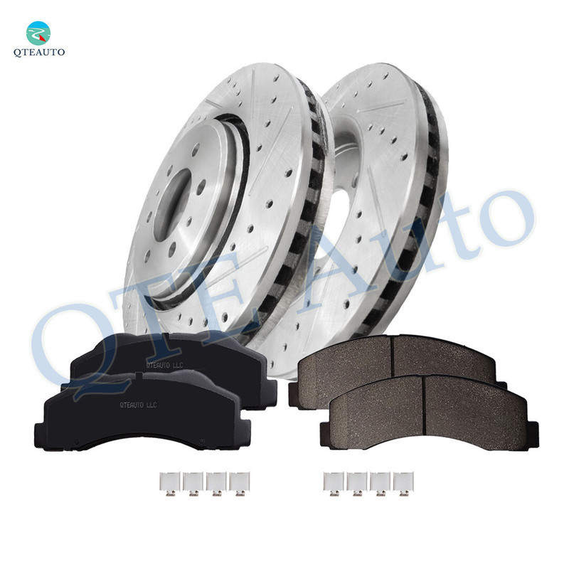 Set of 6 Front 350mm Drilled Slotted Brake Disc Rotors-Ceramic Brake Pad Kit For 2014-2020 Ford F-150