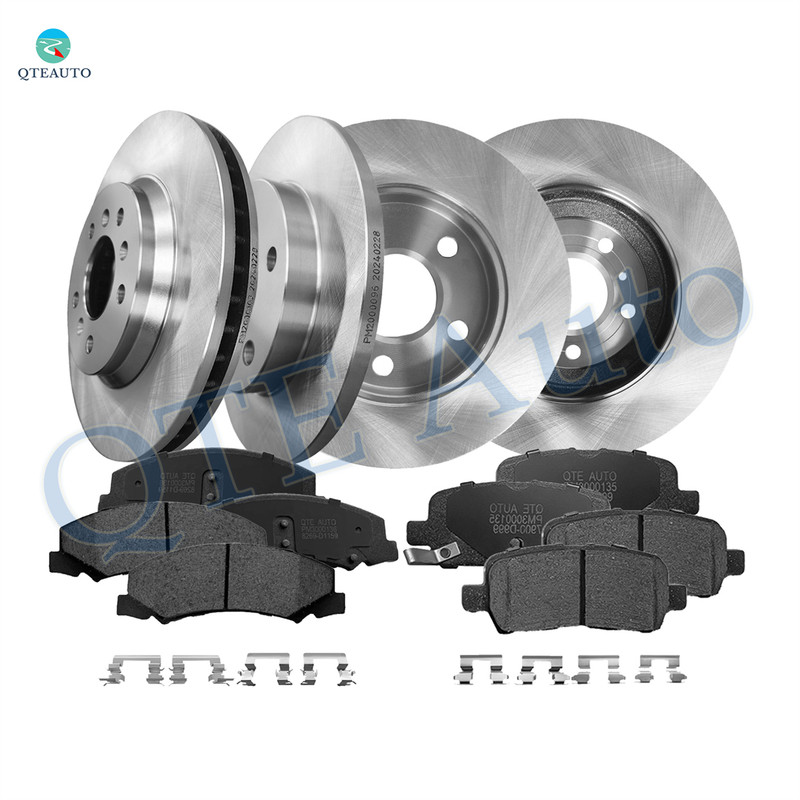 Set of 12 Front 302.95mm-Rear 270mm Drilled Slotted Brake Disc Rotors-Ceramic Brake Pad kit For 2014 2015 Chevrolet Impala Limited