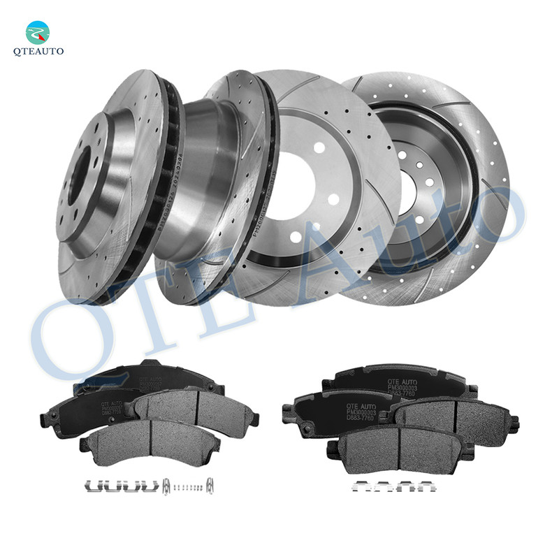 Set of 12 Front 305mm-Rear 325mm Drilled Slotted Brake Disc Rotors-Ceramic Brake Pad Kit For 2005 Saab 9-7X