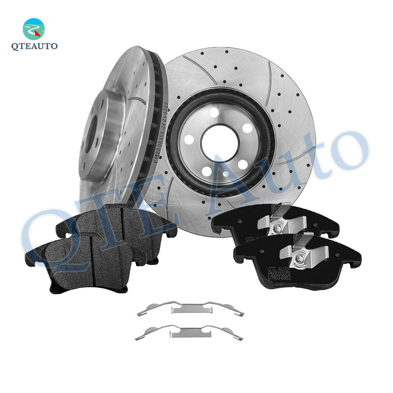 Set of 6 Front 300mm Drilled Slotted Brake Disc Rotors-Ceramic Brake Pad Kit For 2013-2016 Lincoln MKZ