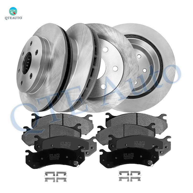 Set of 12 Front 305mm-Rear 330.2mm Brake Disc Rotors-Ceramic Brake Pad Kit For 2001 2002 Chevrolet Silverado 1500