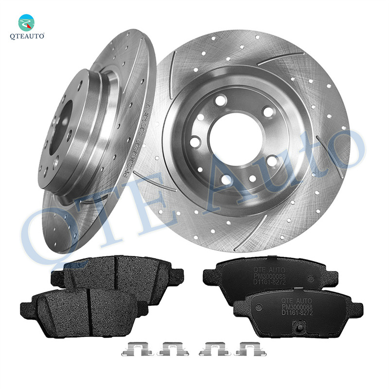 Set of 6 Rear 280mm Drilled Slotted Brake Disc Rotors-Ceramic Brake Pad Kit For 2006-2011 Mercury Milan