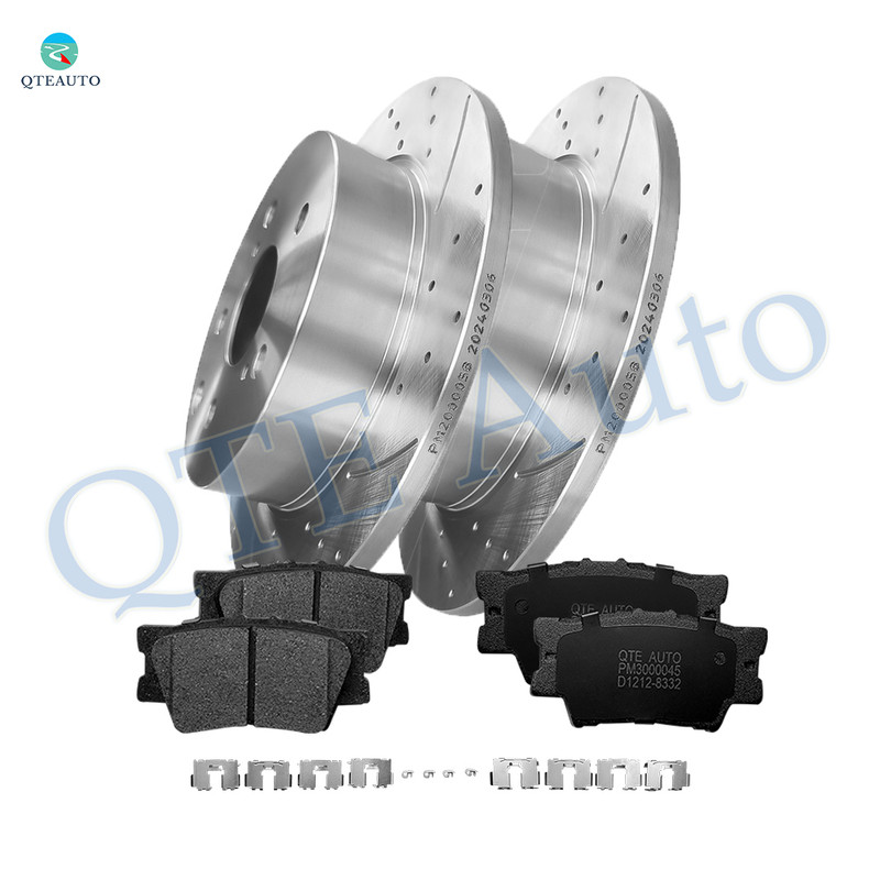 Set of 6 Rear 281mm Drilled Slotted Brake Rotors-Ceramic Brake Pad Kit For 2006-2018 Toyota RAV4