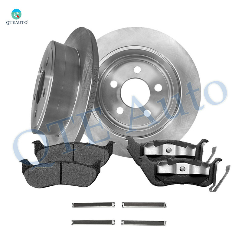 Set of 6 Rear 285mm Brake Disc Rotors-Ceramic Brake Pad Kit For 2003-2006 Jeep TJ
