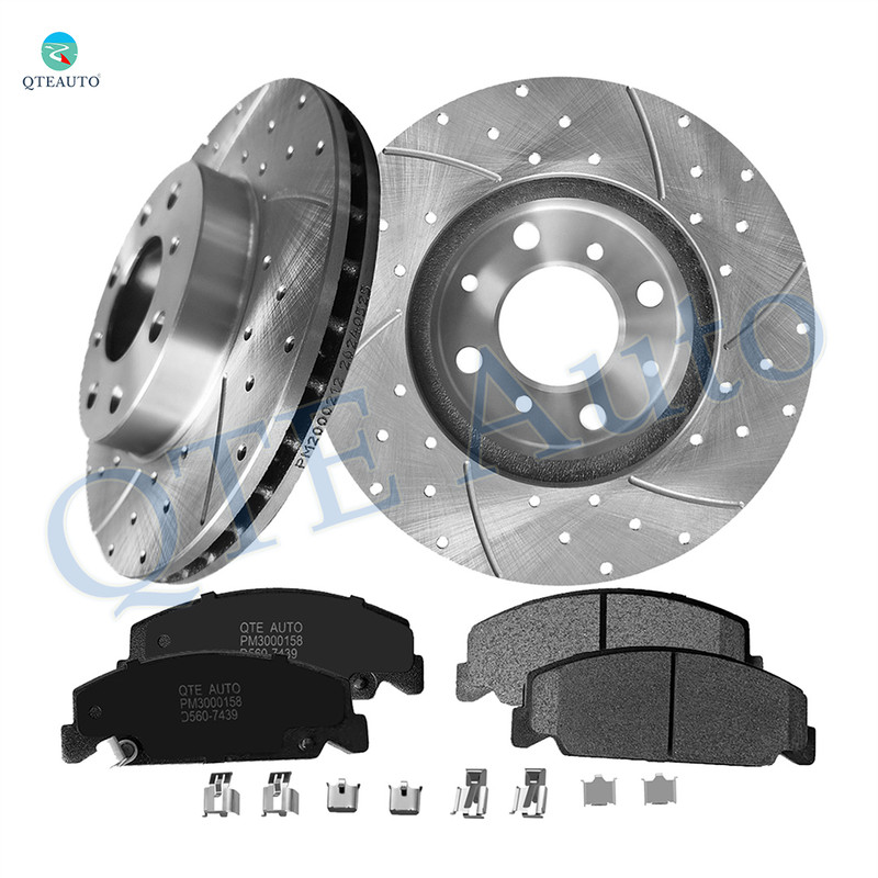 Set of 6 Front 240mm Drilled Slotted Brake Disc Rotors-Ceramic Brake Pad Kit For 1990 1991 Honda CRX