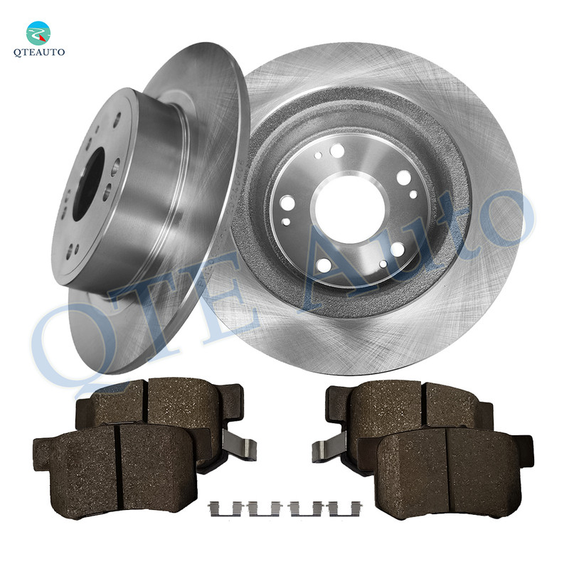 Set of 6 Rear 282mm Brake Disc Rotors-D537 7418 Ceramic Brake Pad Kit For 2005-2007 Honda Accord