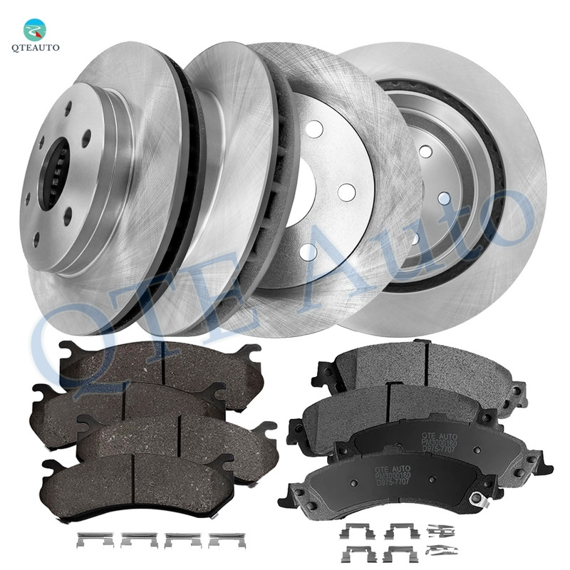 Set of 12 Front 305mm-Rear 330.2mm Brake Disc Rotors-Ceramic Brake Pad Kit For 2004-2006 Cadillac Escalade ESV