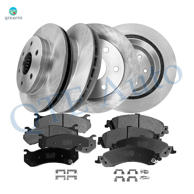 Set of 12 Front 305mm-Rear 330.2mm Brake Disc Rotors-Ceramic Brake Pad Kit For 2003-2005 GMC Sierra 1500