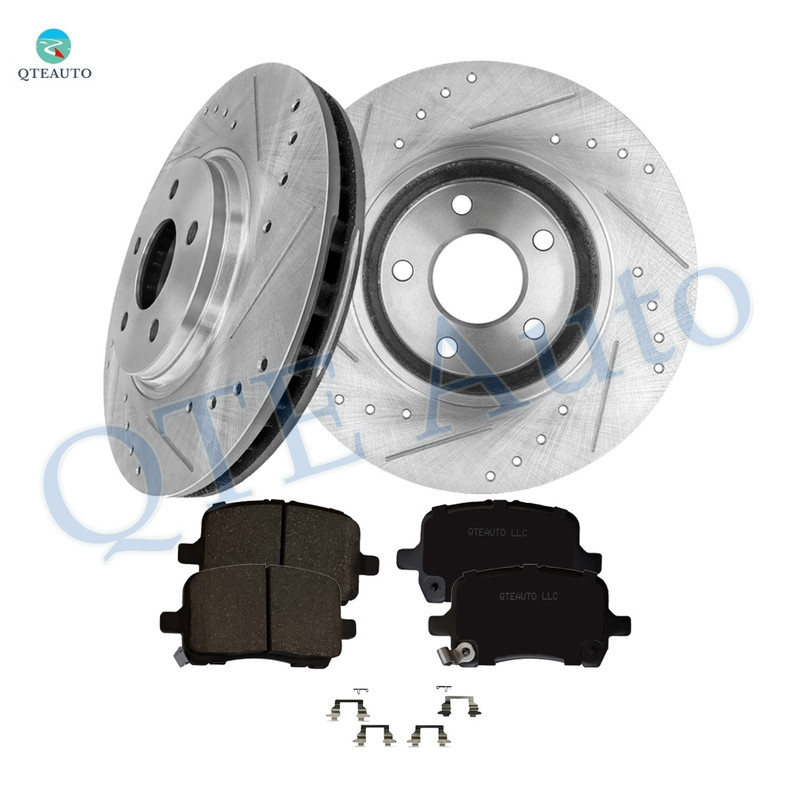 Set of 6 Front 296mm Drilled Slotted Brake Disc Rotors-Ceramic Brake Pad Kit For 2007 Pontiac G5