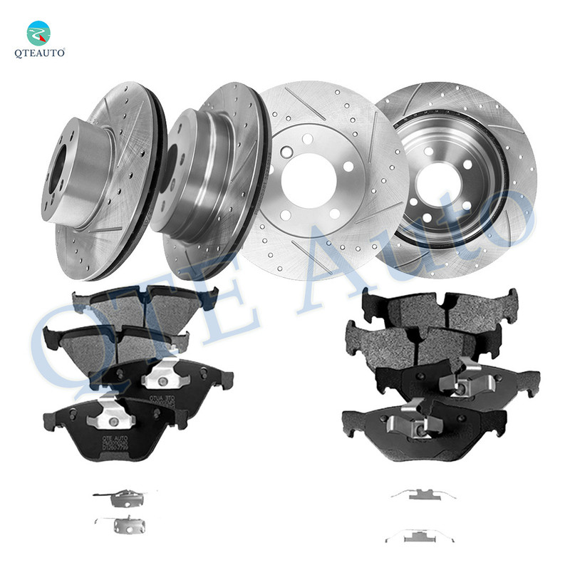 Set of 12 Front 312mm-Rear 300mm Drilled Slotted Brake Disc Rotors-Ceramic Brake Pad Kit Replacement For 2011-2013 BMW 328I Xdrive