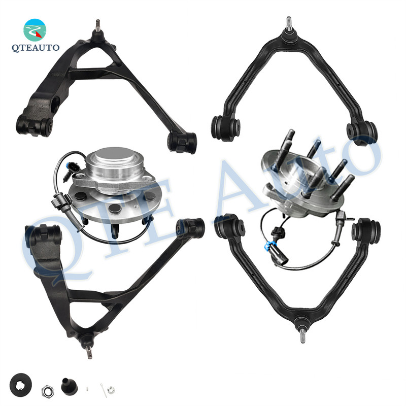 Set of 6 Front Upper and Lower Control Arm Ball Joint-Wheel Hub Bearing Assembly For 2007 GMC Sierra 1500 Classic RWD
