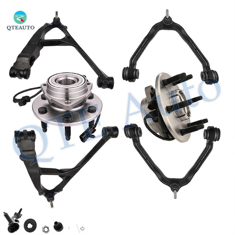 Set of 6 Front Upper and Lower Control Arm Ball Joint-Wheel Hub Bearing Assembly For 2000-2006 Chevrolet Suburban 1500
