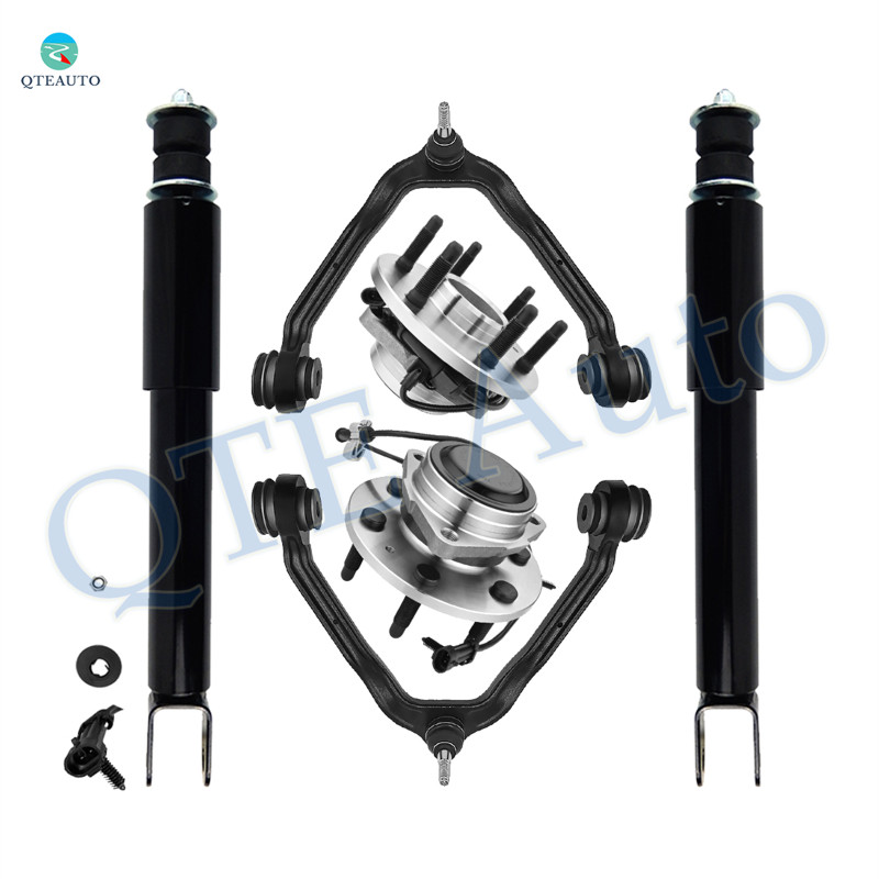 Set of 6 Front Upper Control Arm Ball Joint-Wheel Hub Bearing Assembly-Shock Absorber For 2002-2006 Cadillac Escalade