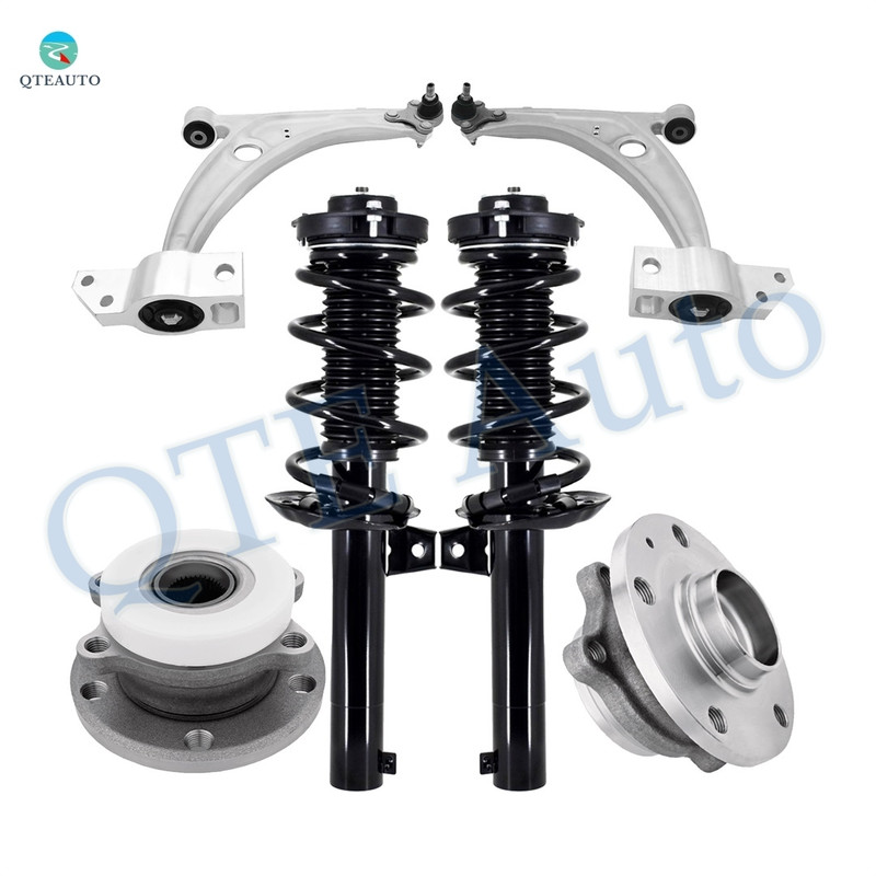Set of 6 Front Lower Control Arm Ball Joint-Wheel Hub Bearing Assembly-Quick Complete Strut-Coil Spring Assembly For 2009-2017 Volkswagen CC