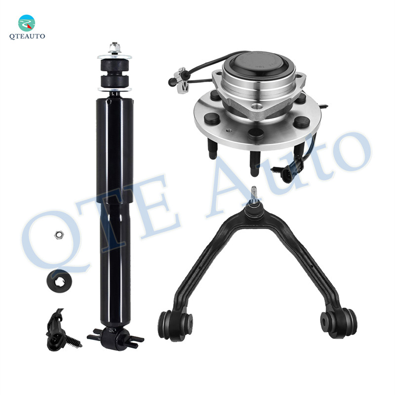 Set of 3 Front Upper Control Arm Ball Joint-Wheel Hub Bearing Assembly-Shock Absorber For 2003-2013 GMC Savana 1500