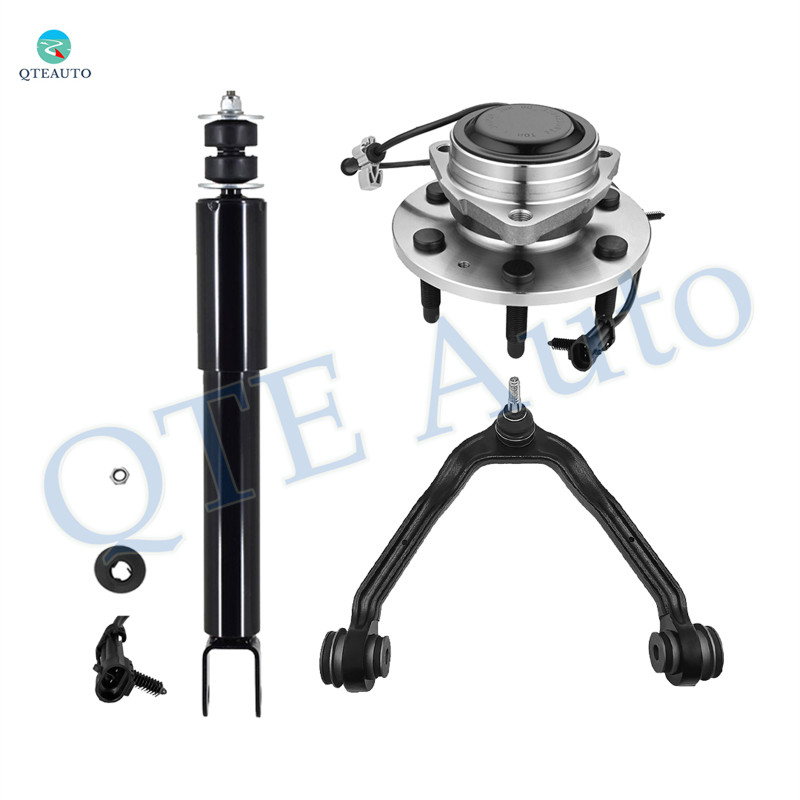 Set of 3 Front Upper Control Arm Ball Joint-Wheel Hub Bearing Assembly-Shock Absorber For 2007 GMC Sierra 1500 Classic RWD With 6 Stud Hub