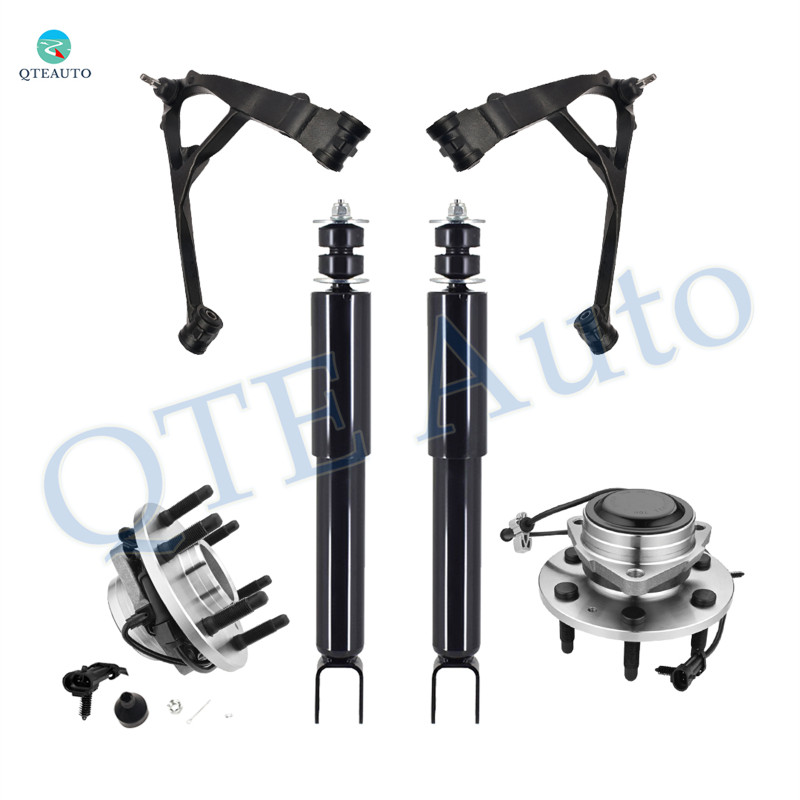 Set of 6 Front Lower Control Arm Ball Joint-Wheel Hub Bearing Assembly-Shock Absorber For 2007 Chevrolet Silverado 1500 Classic RWD With 6 Stud Hub