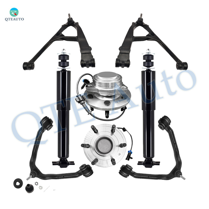 Set of 8 Front Upper and Lower Control Arm Ball Joint-Wheel Hub Bearing Assembly-Shock Absorber For 2007 GMC Sierra 1500 Classic RWD