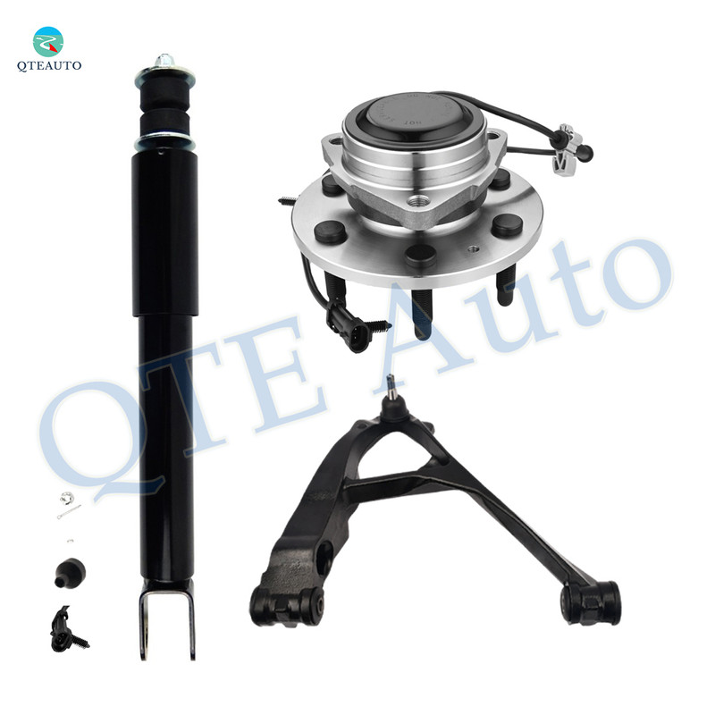 Set of 3 Front Right Lower Control Arm Ball Joint-Wheel Hub Bearing Assembly-Shock Absorber For 2000-2006 Chevrolet Suburban 1500 High Performance Monotube Upgrade