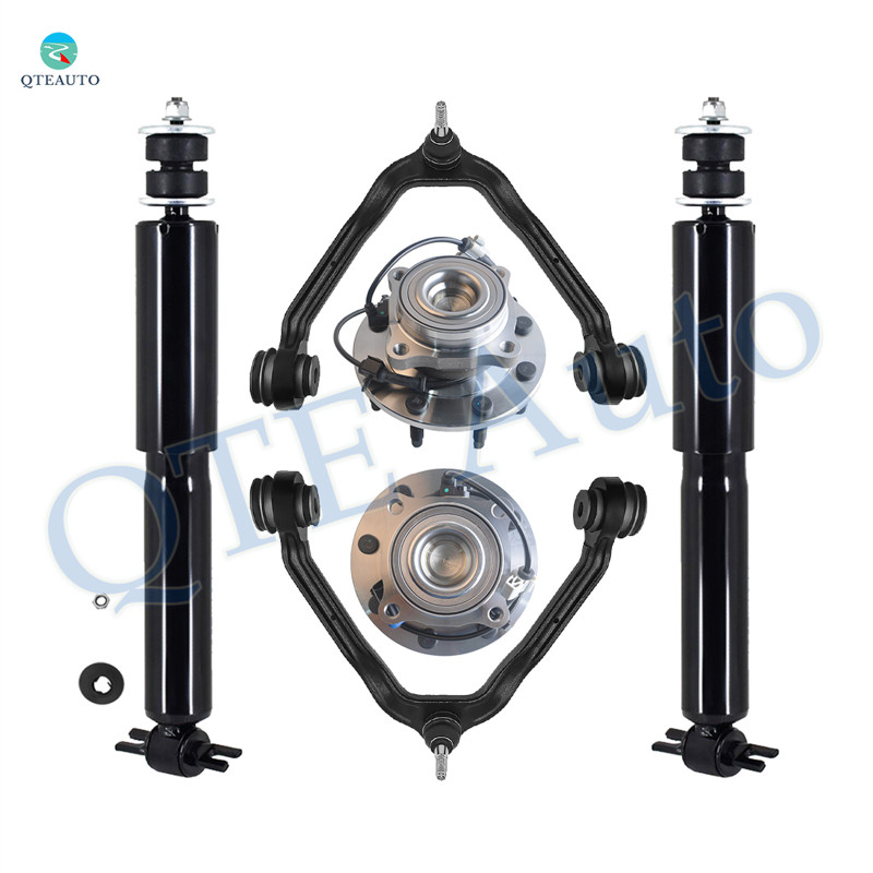 Set of 6 Front Upper Control Arm Ball Joint-Wheel Hub Bearing Assembly-Shock Absorber For 2003-2005 GMC Savana 2500 With 8 Stud Hub