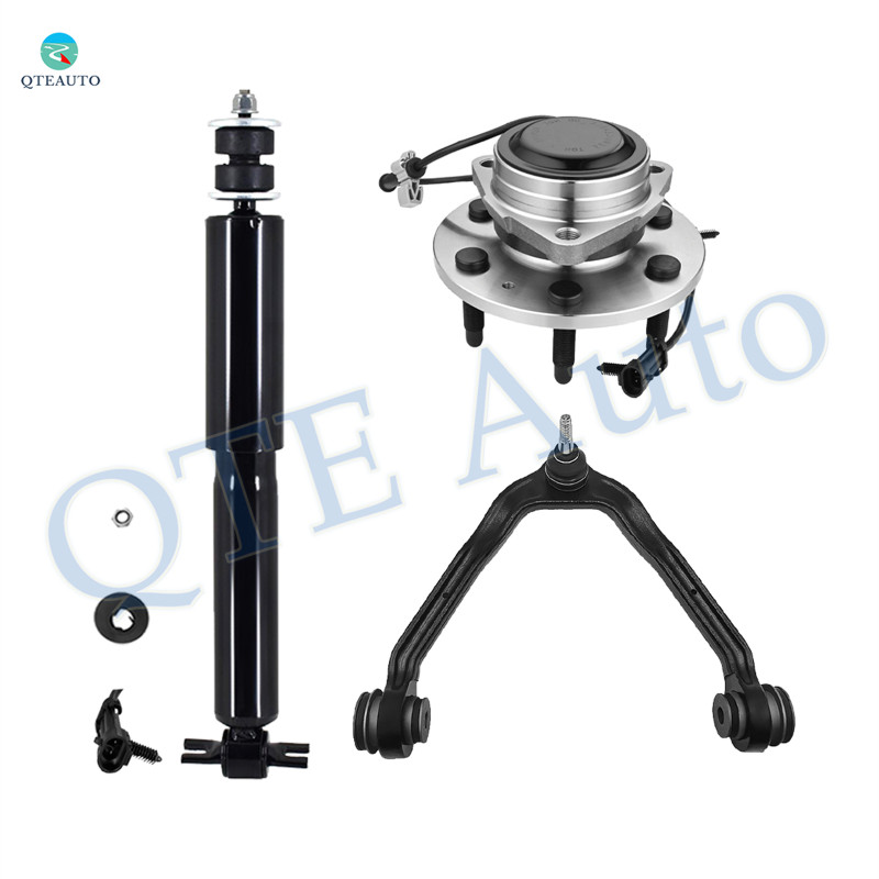 Set of 3 Front Upper Control Arm Ball Joint-Wheel Hub Bearing Assembly-Shock Absorber For 2007 GMC Sierra 1500 Classic Crew Cab Pickup