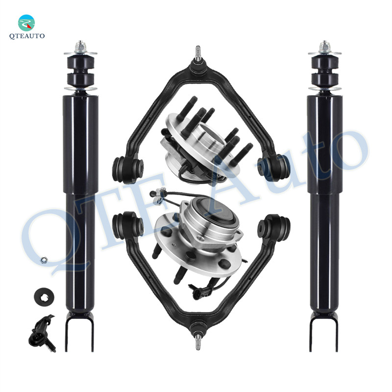 Set of 6 Front Upper Control Arm Ball Joint-Wheel Hub Bearing Assembly-Shock Absorber For 2007 Chevrolet Silverado 1500 Classic RWD With 6 Stud Hub