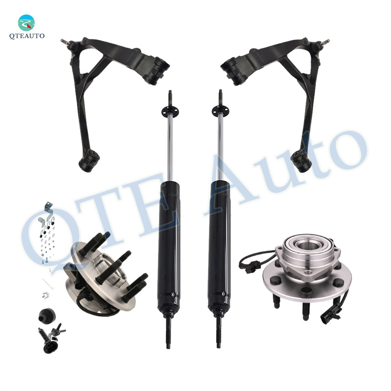Set of 6 Front Lower Control Arm Ball Joint-Wheel Hub Bearing Assembly-Steering Damper For 2000-2006 Chevrolet Tahoe