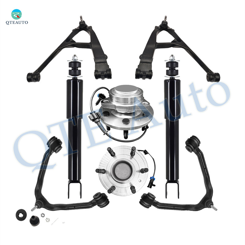 Set of 8 Front Upper and Lower Control Arm Ball Joint-Wheel Hub Bearing Assembly-Shock Absorber For 2007 Chevrolet Silverado 1500 Classic Monotube Performance Upgrade