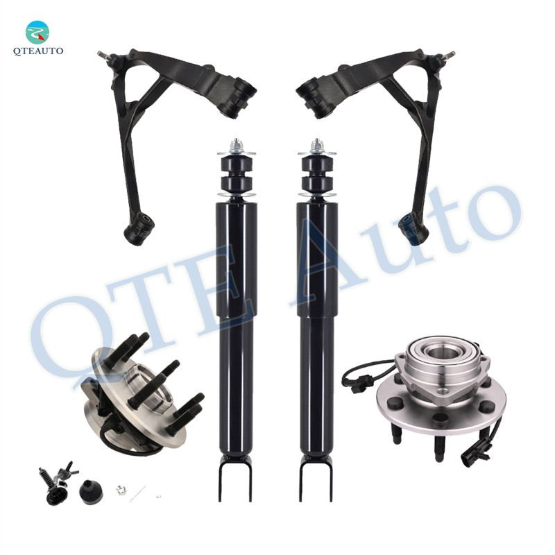 Set of 6 Front Lower Control Arm Ball Joint-Wheel Hub Bearing Assembly-Shock Absorber For 2000-2006 Chevrolet Suburban 1500 With 6 Stud Hub