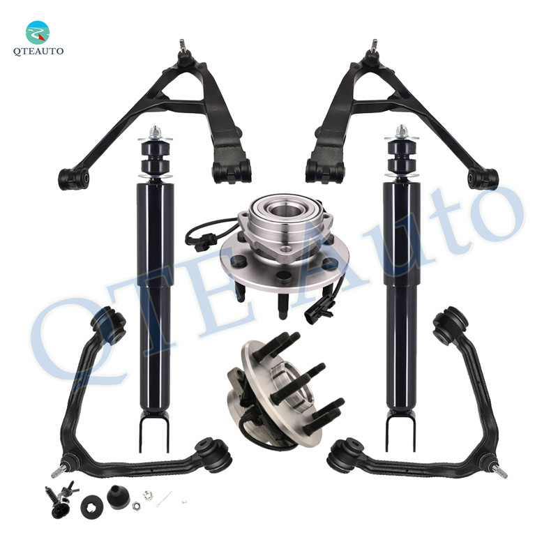 Set of 8 Front Upper and Lower Control Arm Ball Joint-Wheel Hub Bearing Assembly-Shock Absorber For 2000-2006 Chevrolet Suburban 1500