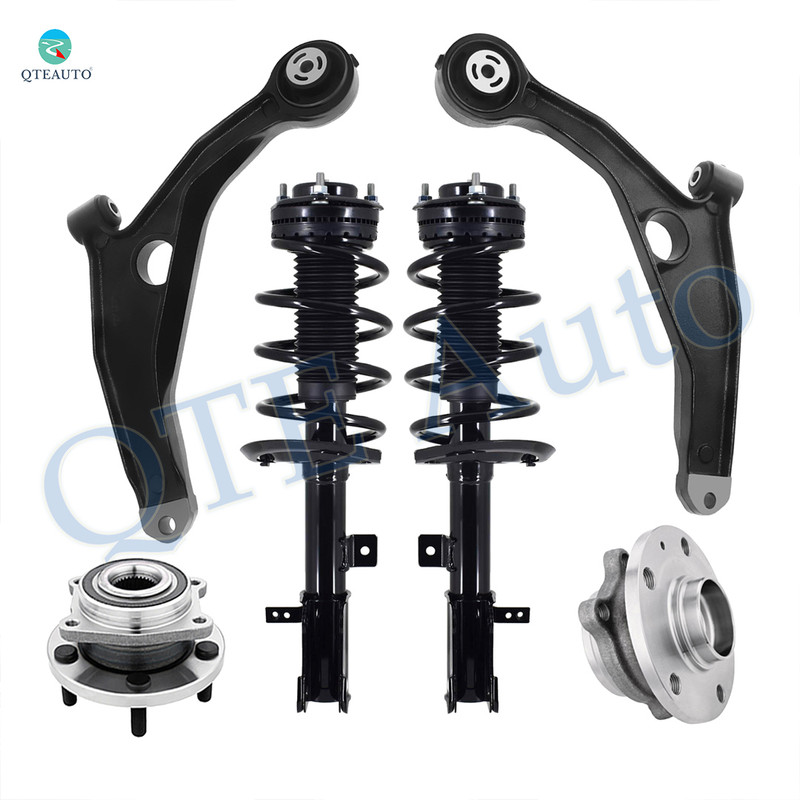 Set of 6 Front Lower Control Arm-Wheel Hub Bearing Assembly-Quick Complete Strut-Coil Spring Assembly For 2008-2010 Chrysler Sebring