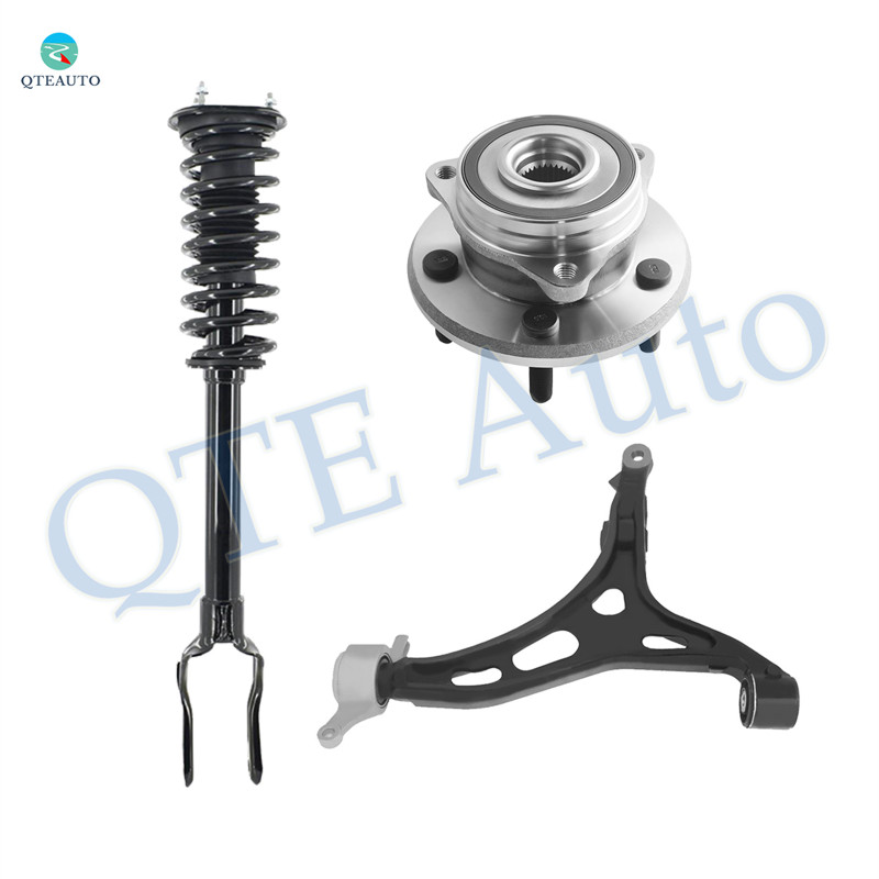 Set of 3 Front Left Lower Control Arm-Wheel Hub Bearing Assembly-Quick Complete Strut-Coil Spring Assembly For 2011-2015 Dodge Durango