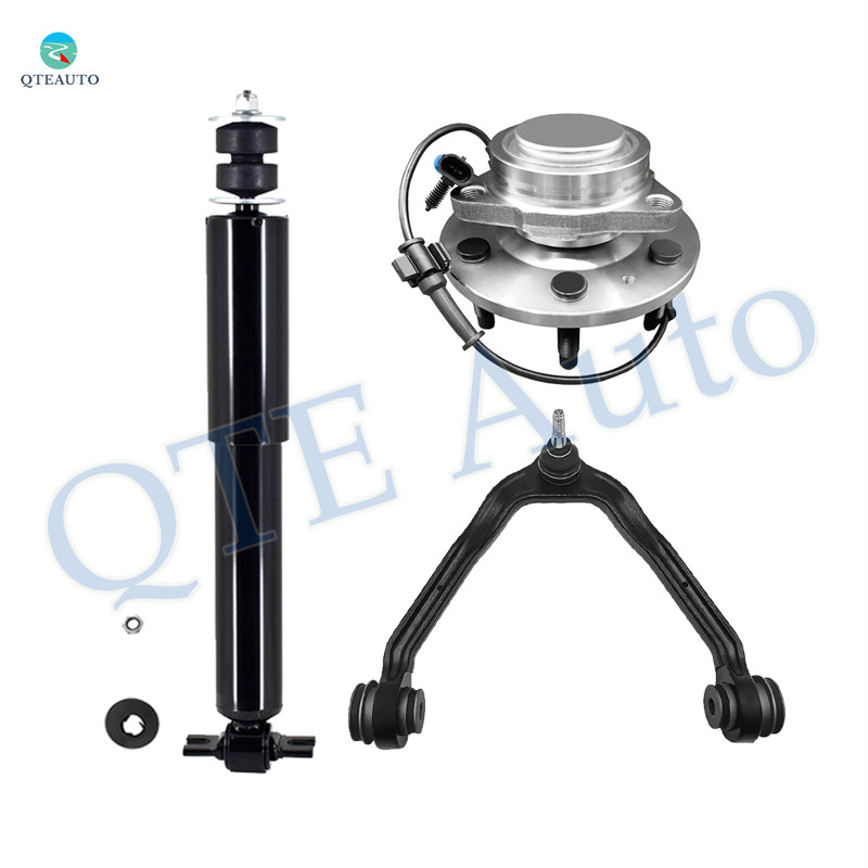 Set of 3 Front Upper Control Arm Ball Joint-Wheel Hub Bearing Assembly-Shock Absorber For 2005 2006 GMC Sierra 1500