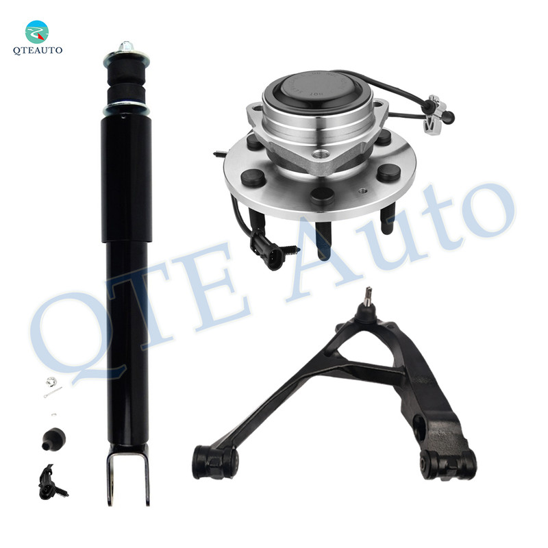 Set of 3 Front Left Lower Control Arm Ball Joint-Wheel Hub Bearing Assembly-Shock Absorber For 2004-2006 Chevrolet Silverado 1500