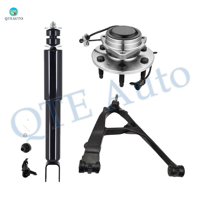 Set of 3 Front Right Lower Control Arm Ball Joint-Wheel Hub Bearing Assembly-Shock Absorber For 2004-2006 Chevrolet Silverado 1500 Crew Cab Pickup