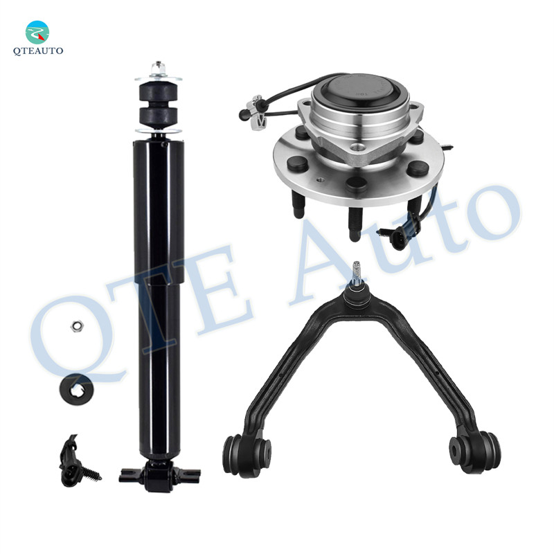 Set of 3 Front Upper Control Arm Ball Joint-Wheel Hub Bearing Assembly-Shock Absorber For 1999-2006 GMC Sierra 1500