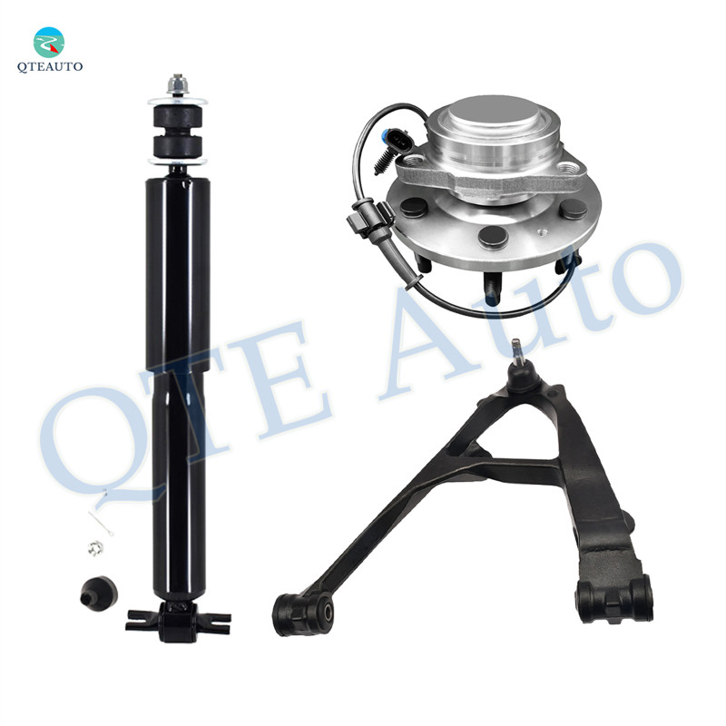 Set of 3 Front Left Lower Control Arm Ball Joint-Wheel Hub Bearing Assembly-Shock Absorber For 2005 2006 GMC Sierra 1500