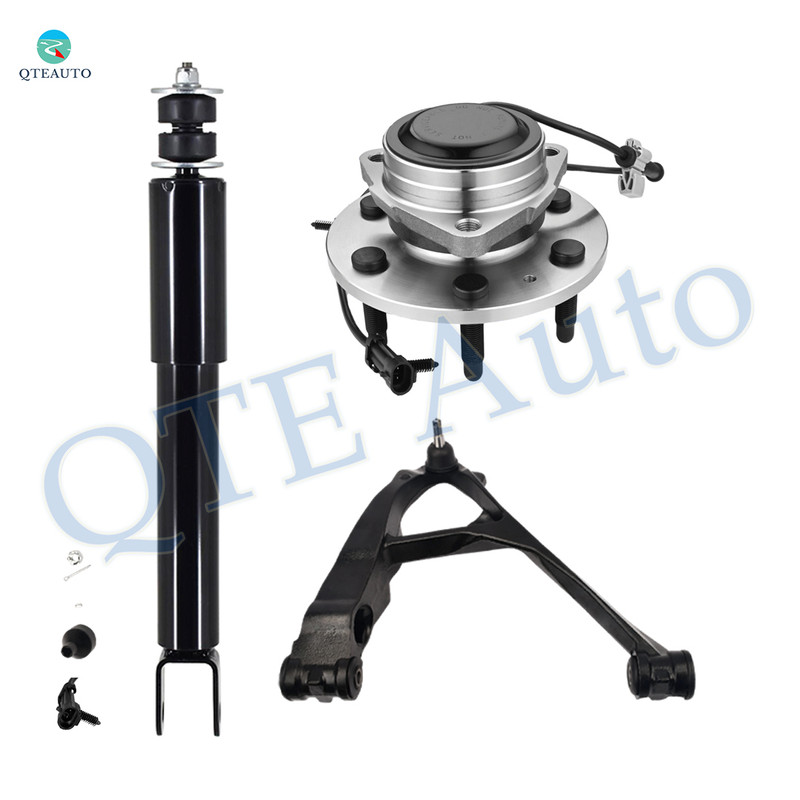 Set of 3 Front Right Lower Control Arm Ball Joint-Wheel Hub Bearing Assembly-Shock Absorber For 2000-2006 GMC Yukon RWD