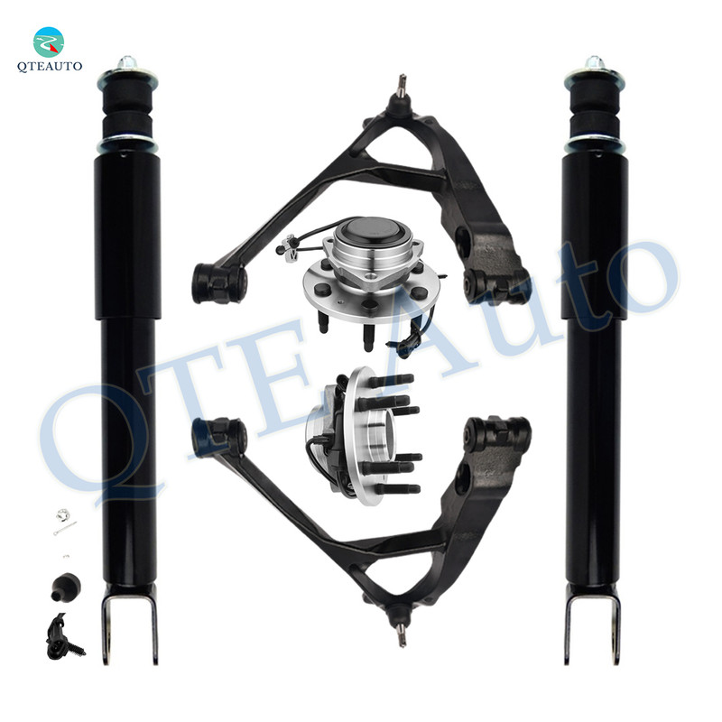 Set of 6 Front Lower Control Arm Ball Joint-Wheel Hub Bearing Assembly-Shock Absorber For 2002-2006 Cadillac Escalade