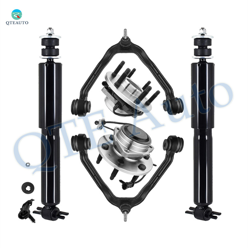 Set of 6 Front Upper Control Arm Ball Joint-Wheel Hub Bearing Assembly-Shock Absorber Replacement For 2003-2013 Chevrolet Express 1500