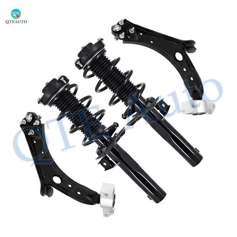 Set of 4 Front Lower Control Arm-Quick Complete Strut-Coil Spring Assembly For 2007-2009 Volkswagen GTI