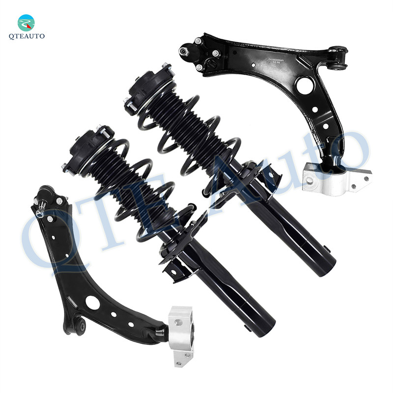 Set of 4 Front Lower Control Arm-Quick Complete Strut-Coil Spring Assembly For 2007-2009 Volkswagen GTI