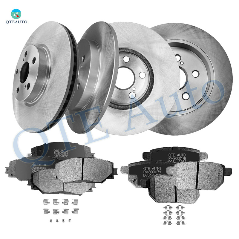 Set of 12 Front 275mm-Rear 259mm Brake Disc Rotors-Ceramic Brake Pad Kit For 2009 2010 Toyota Corolla