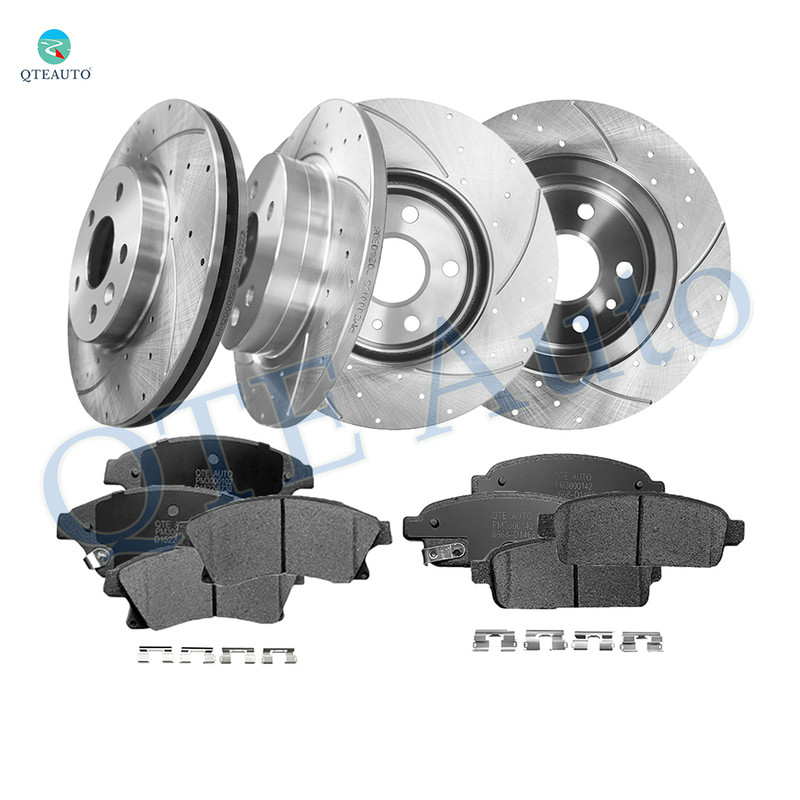 Set of 12 Front 276mm-Rear 268mm Drilled Slotted Brake Disc Rotors-Ceramic Brake Pad Kit For 2016 Chevrolet Cruze Limited Front D1522 8730