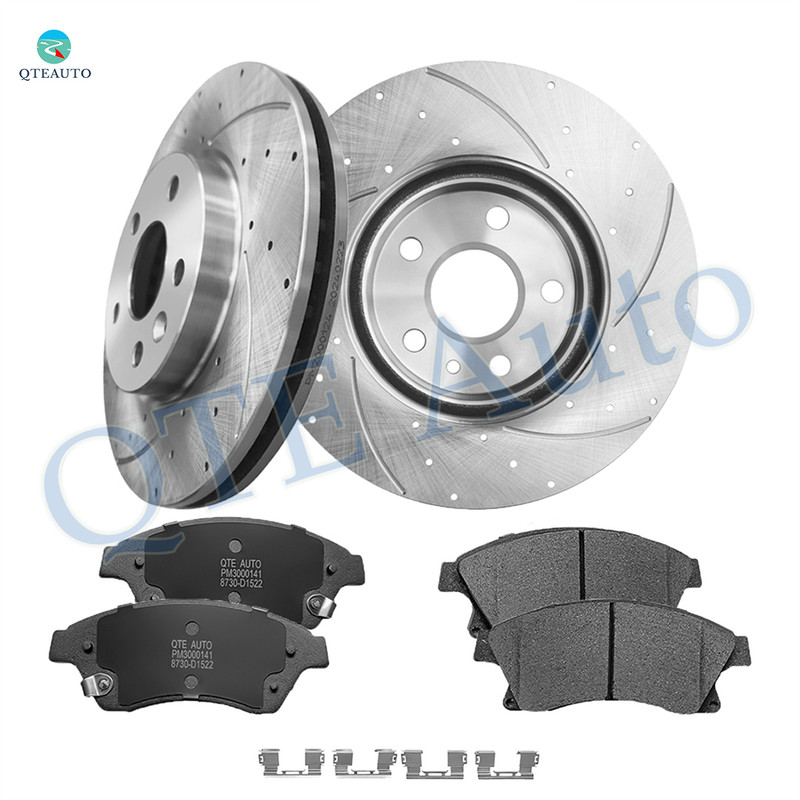 Set of 6 Front 276mm Drilled Slotted Brake Disc Rotors-Ceramic Brake Pad Kit For 2011-2015 Chevrolet Cruze