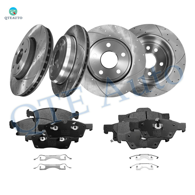 Set of 12 Front-Rear 330mm Drilled Slotted Brake Disc Rotors-Ceramic Brake Pad Kit For 2012 2013 Jeep Grand Cherokee