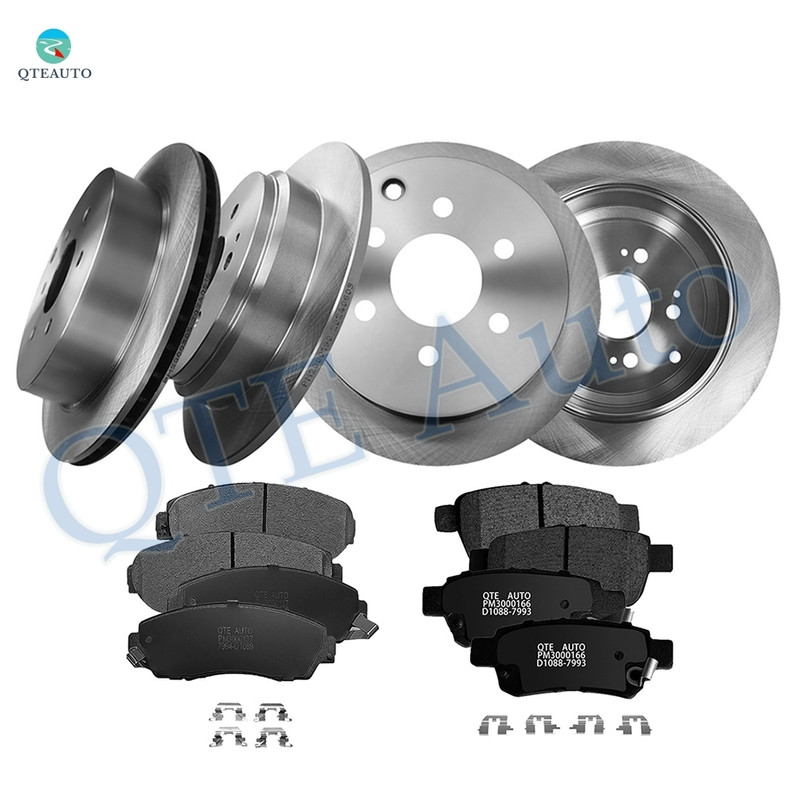 Set of 12 Front 296mm-Rear 313mm Brake Disc Rotors-Ceramic Brake Pad Kit For 2005-2010 Honda Odyssey