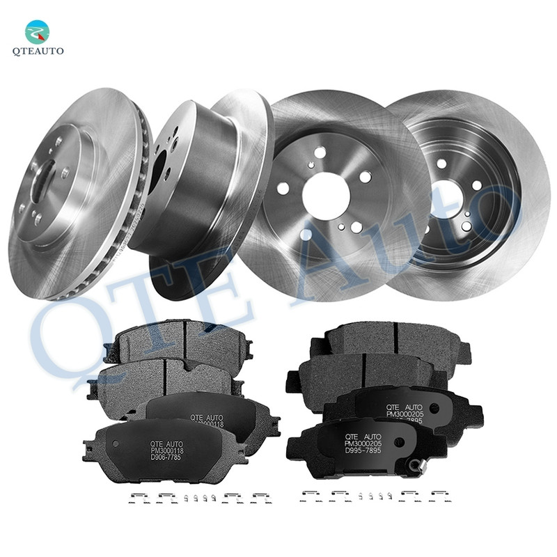 Set of 12 Front 296mm-Rear 290mm Brake Disc Rotors-Ceramic Brake Pad Kit For 2004-2010 Toyota Sienna