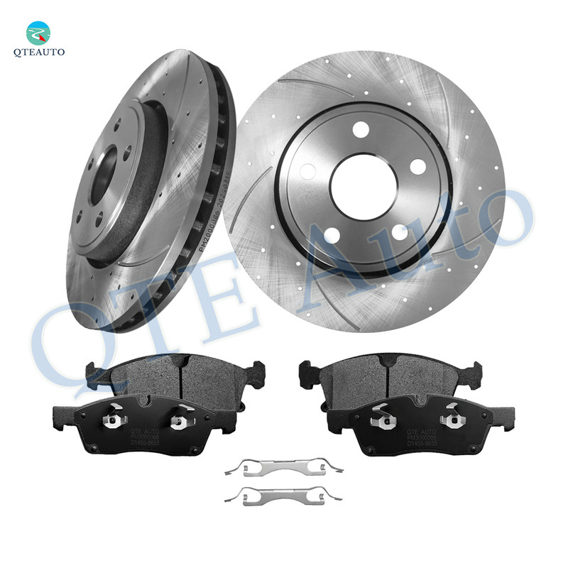 Set of 6 Front 330mm Drilled Slotted Brake Disc Rotors-Ceramic Brake Pad Kit For 2011-2014 2020 Dodge Durango